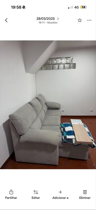 Sofa cinza com chaise longue