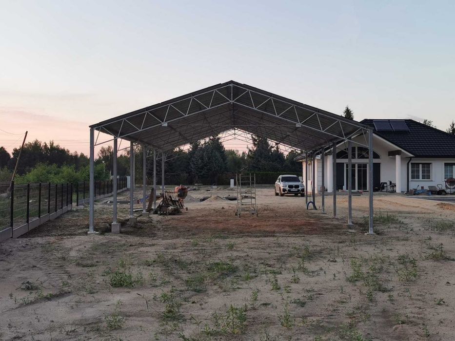 Nowa KONSTRUKCJA WIATA OCYNKOWANA 8x6.5m Garaż Magazyn Hala Rolna