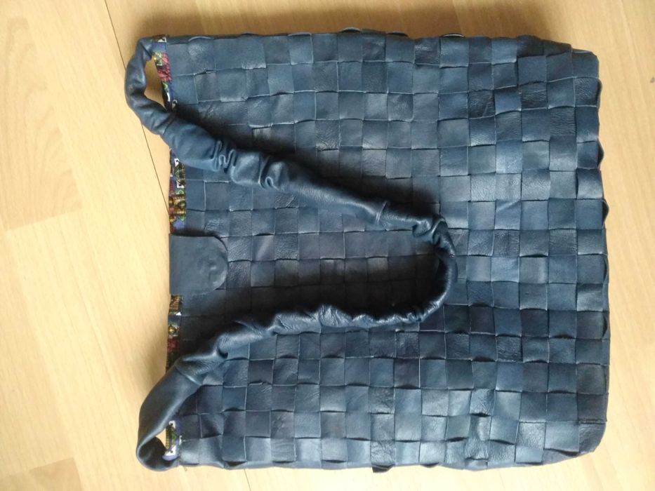 Torba worek granatowa skóra
