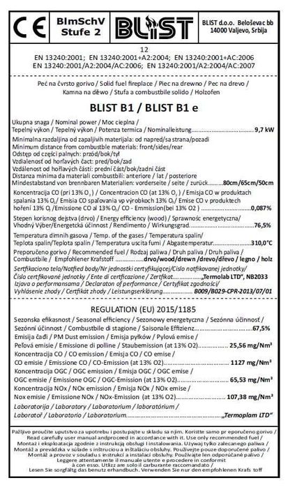 Piec kominek wolnostojący stalowy koza BLIST B1e 9 KW - Wysyłka