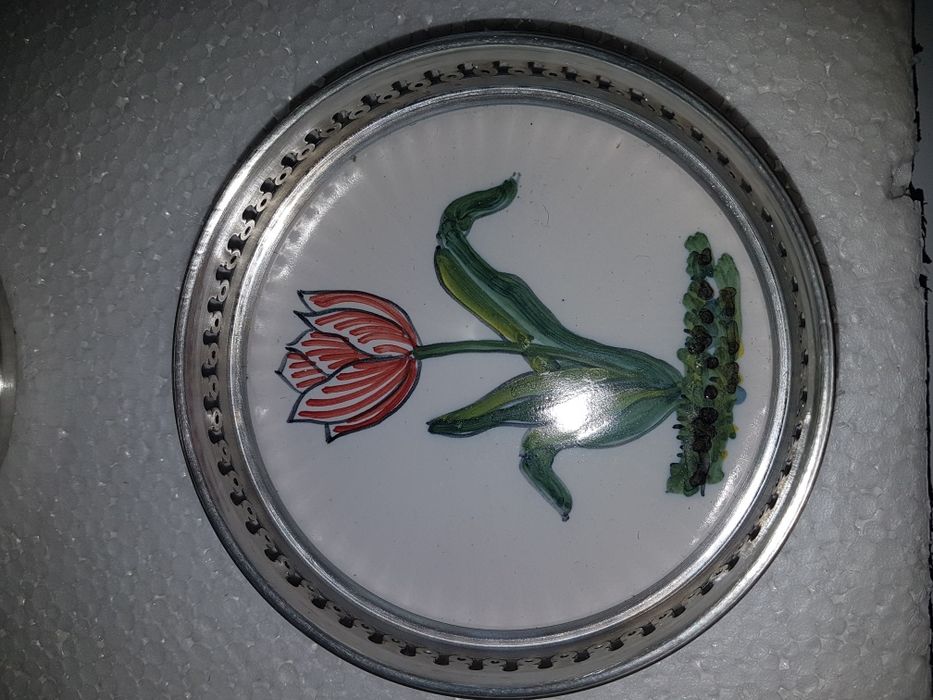 Base garrafa de estanho cerâmica pintado