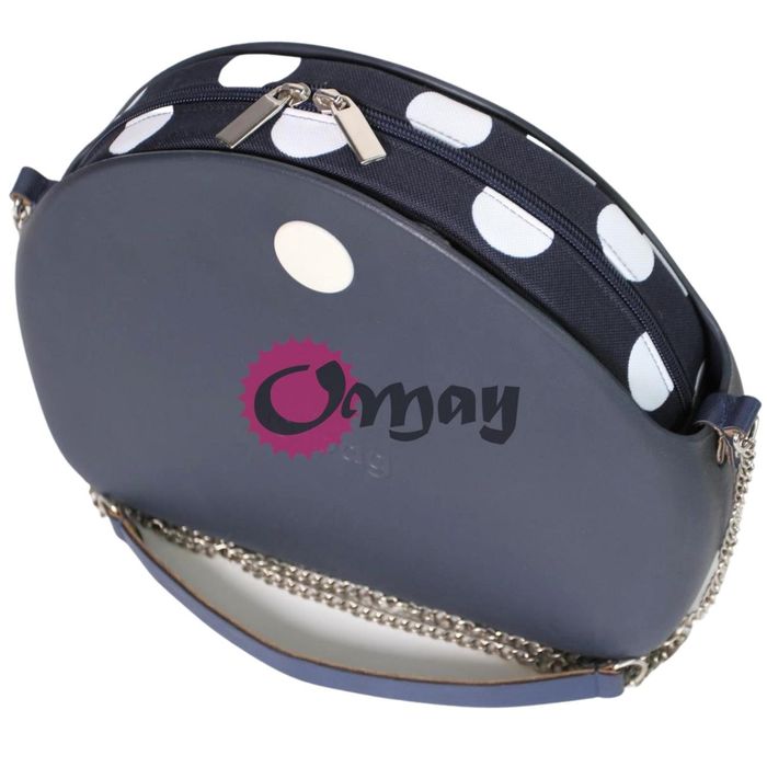 GRANATOWY organizer OBAG MOON LIGHT grochy białe 2kieszenie wkład OMAY