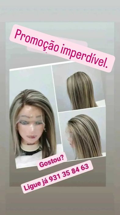 Perucas de cabelo 100% natural qualidade premium.