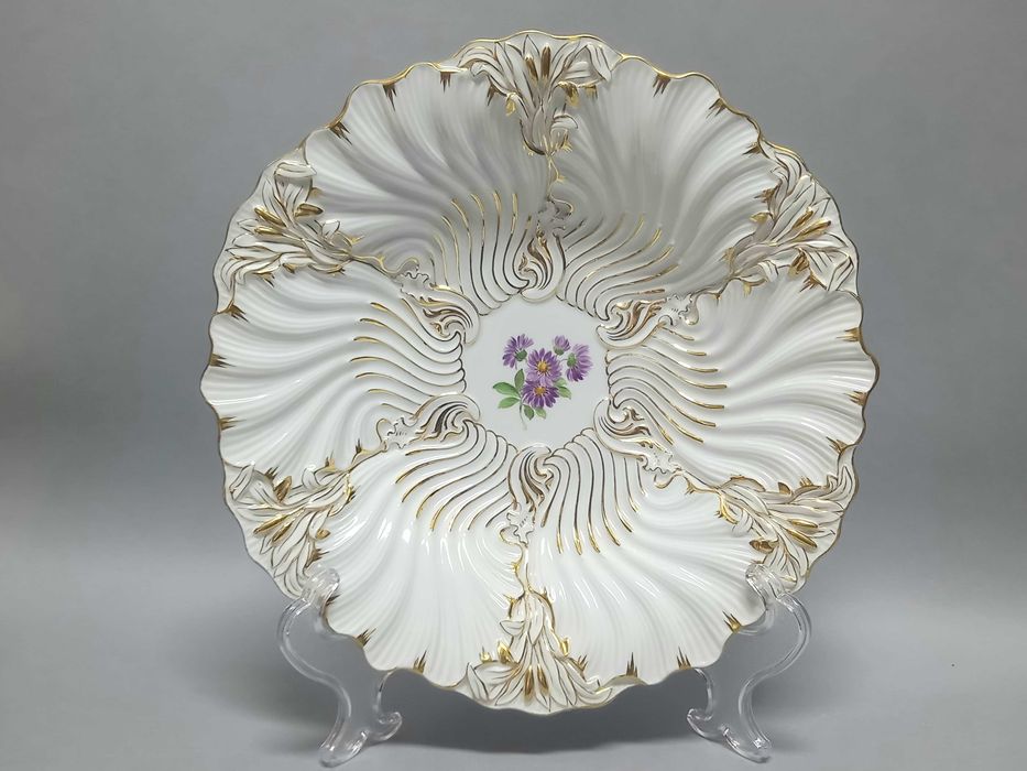 Złocona patera, Miśnia, Meissen 27,5cm. lata 20,30-te