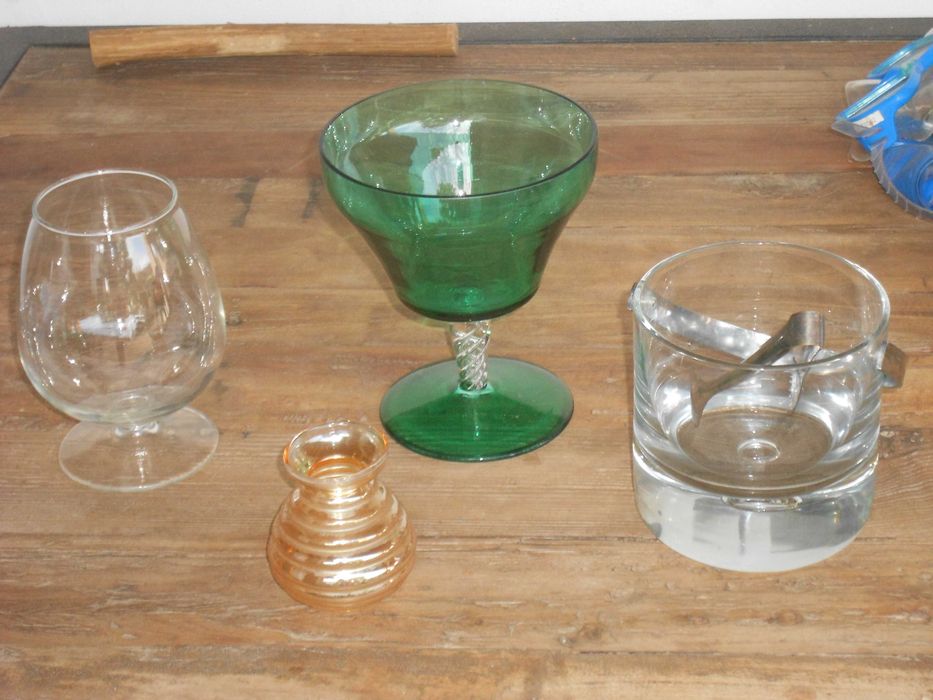 Decoracao bar vidro antigo taça jarra balde gelo copo calice