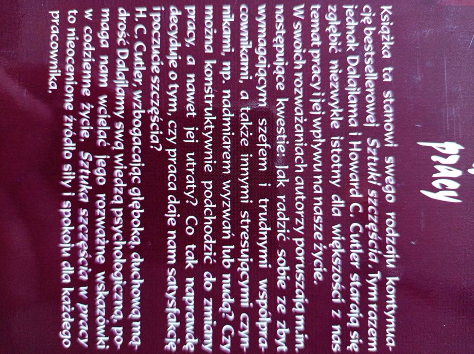 "Sztuka szczęścia w pracy", aut. Dalajlama XIV, Howard C. Cutler