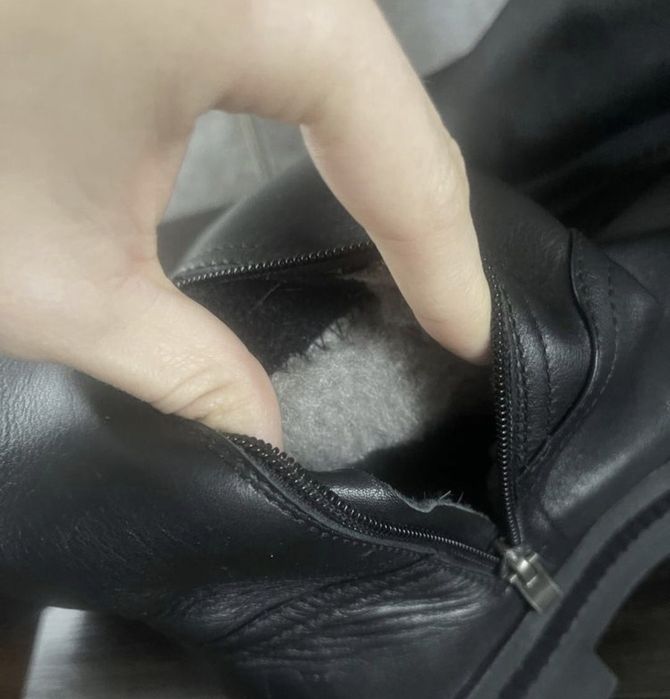 Жіночі  зимові шкіряні сапожки- ботфорди- труби