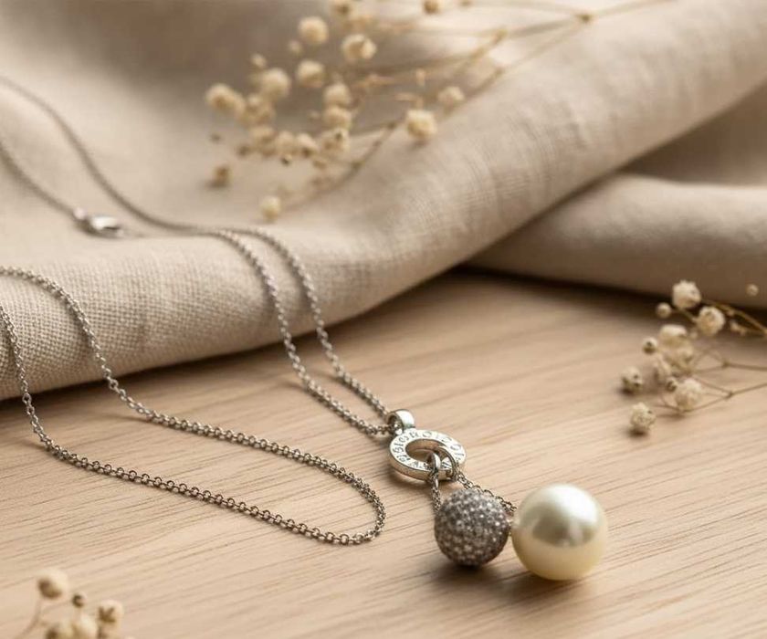 Elegancki naszyjnik z perłą Shell Pearls i cyrkoniami Giorgio Martello