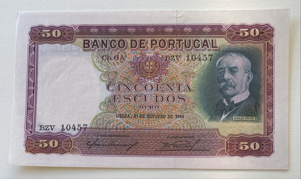 Nota 50$00 Ch.6A - Ramalho Ortigao 31/10/1944 RARA