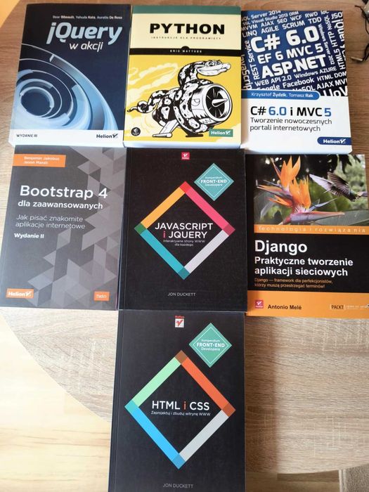 Python, Django, jQuery, C#, Html, Css, JavaScript, Bootstrap 7 książek