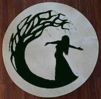 Bęben szamański 47cm + pałka ,ciemna obręcz (wysyłka gratis)