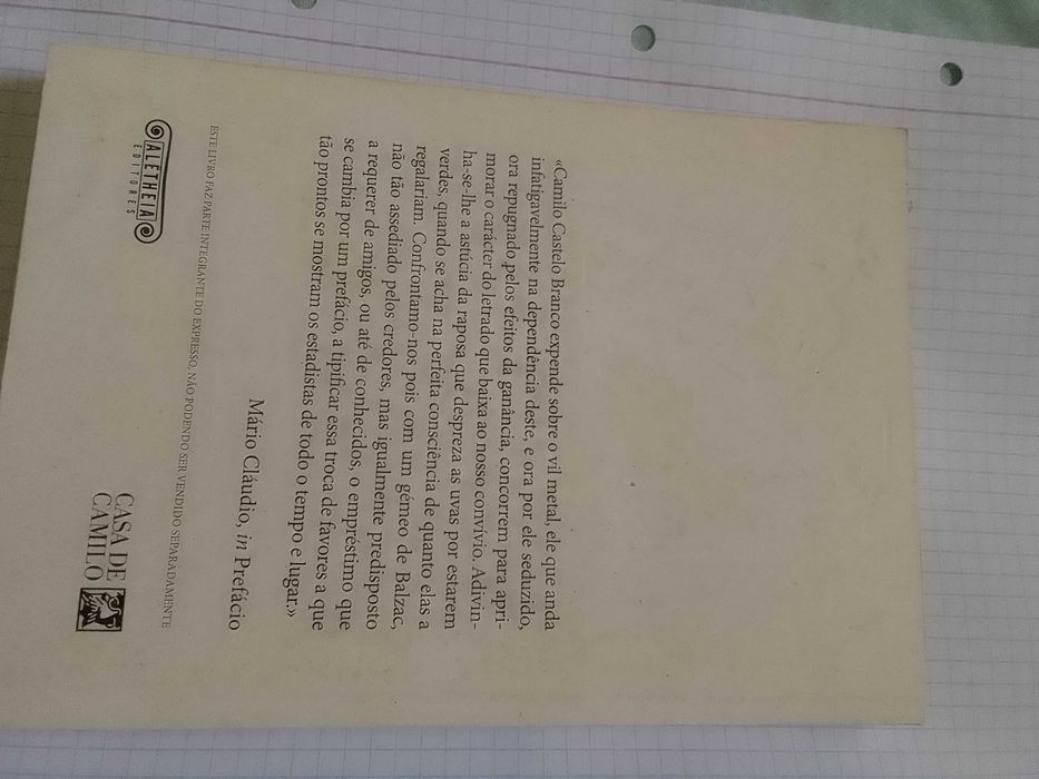 Livro "Vinte Horas de Liteira" de Camilo Castelo Branco