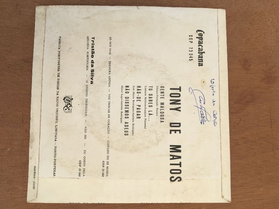 Vinil singel Tony de Matos