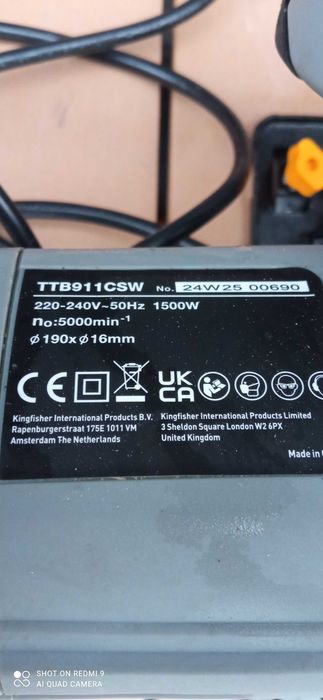 Pilarka Piła Tarczowa TITAN 190mm 1500W 230v