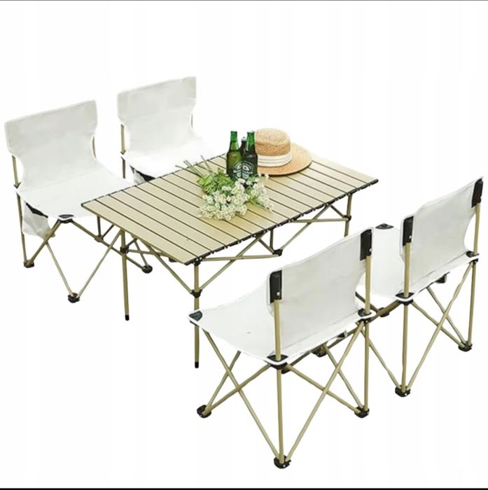 Zestaw turystyczny stół i 4 krzesła pod namiot biwak