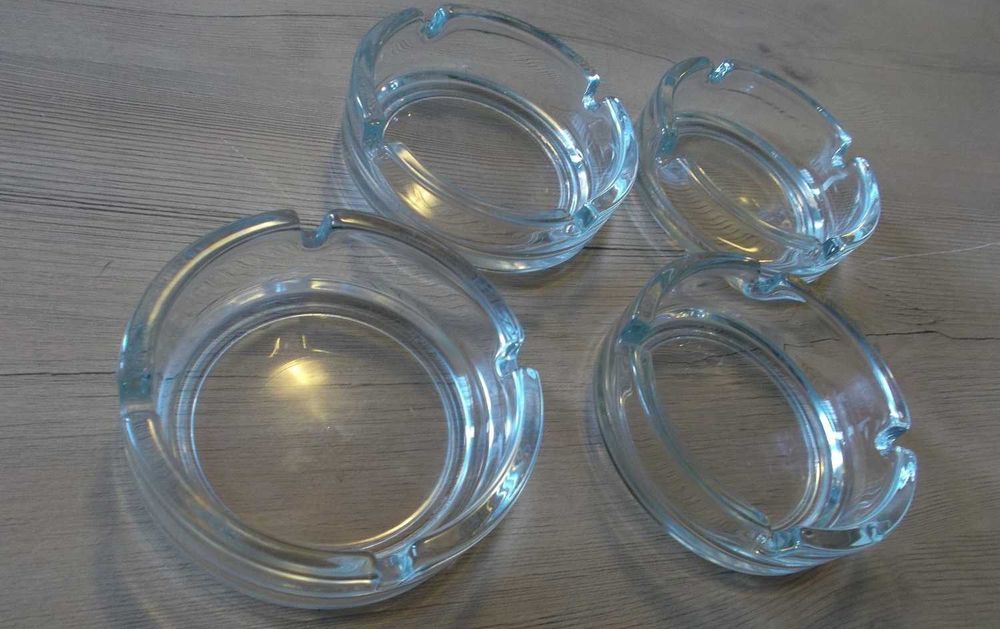 Popielniczki ARCOROC LUMINARC France Szkło 106mm okrągłe NOWE szt. 4