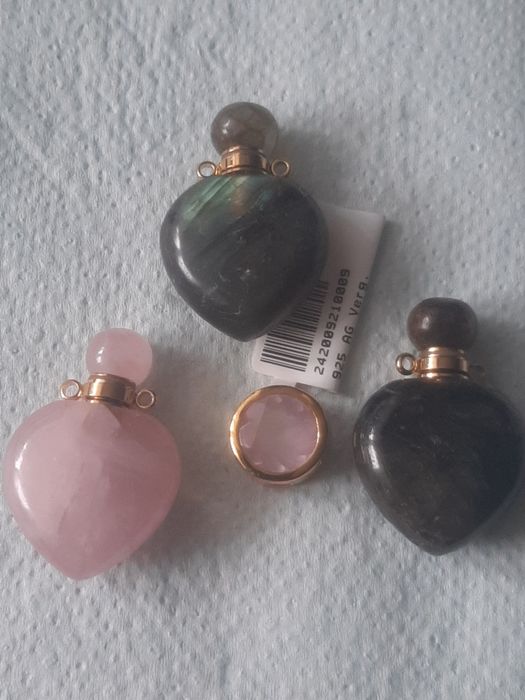 Perfumetka z labradoryt i kwarcu rozowego