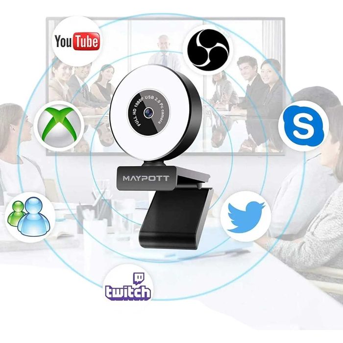 Веб камера full HD 1080P з вбудованим мікрофоном підсвіткою триногою