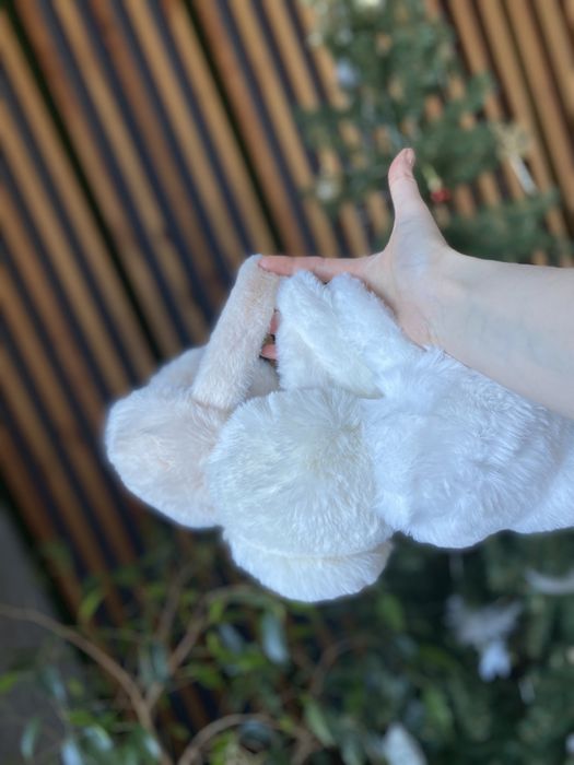 хутряні навушники зимні чорні, сірі,рожеві, коричневі/крабики-заколки