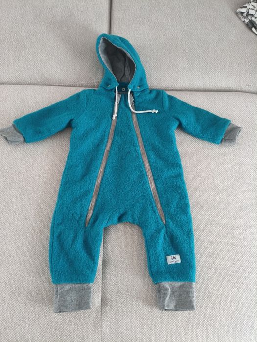 Simple wool kombinezon 74/80 turkus 100% wełna merino