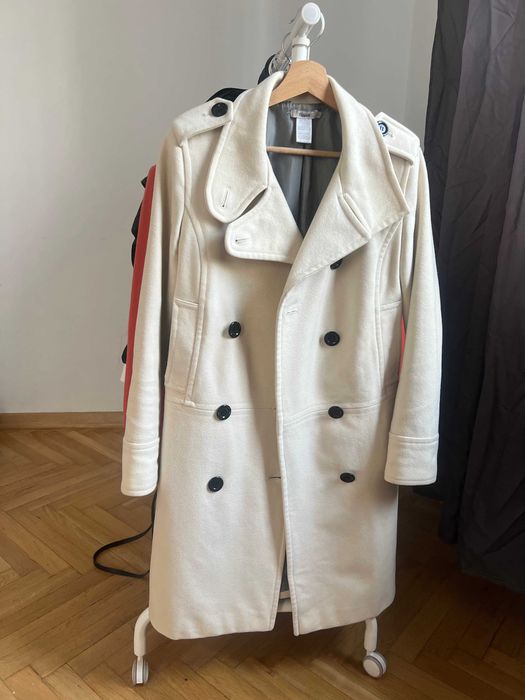 Biały płaszcz premium Filippa K wełna S / 36 elegancki