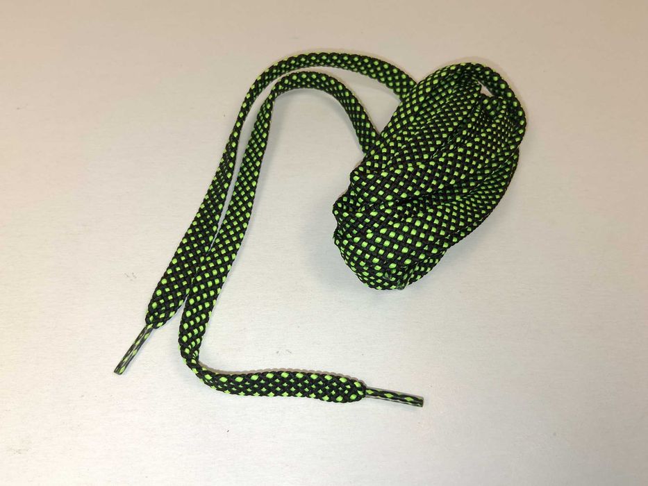 N275 Sznurowadła Sznurówki Okrągłe Gruby Splot Zielono Czarne New