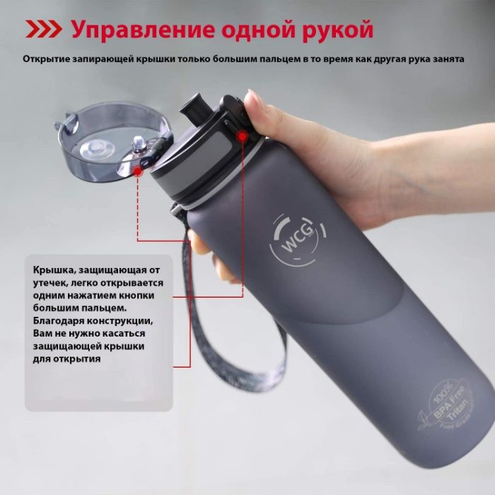 Спортивная Бутылка для воды WCG Grey 0.5 л