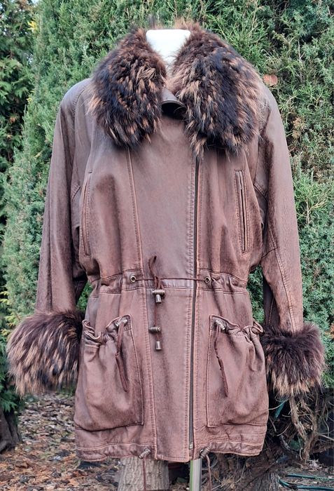 Kurtka skórzana z futerkiem z jenota