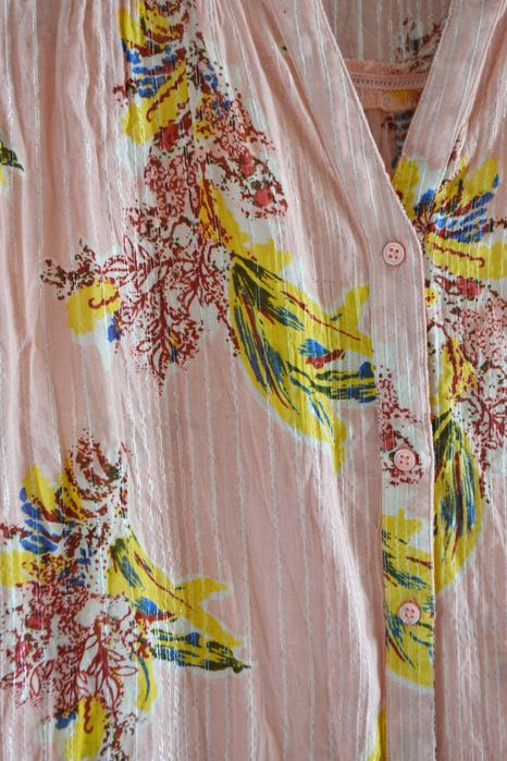 Koszulka bluzka morelowa boho w kwiaty Lost Stock M