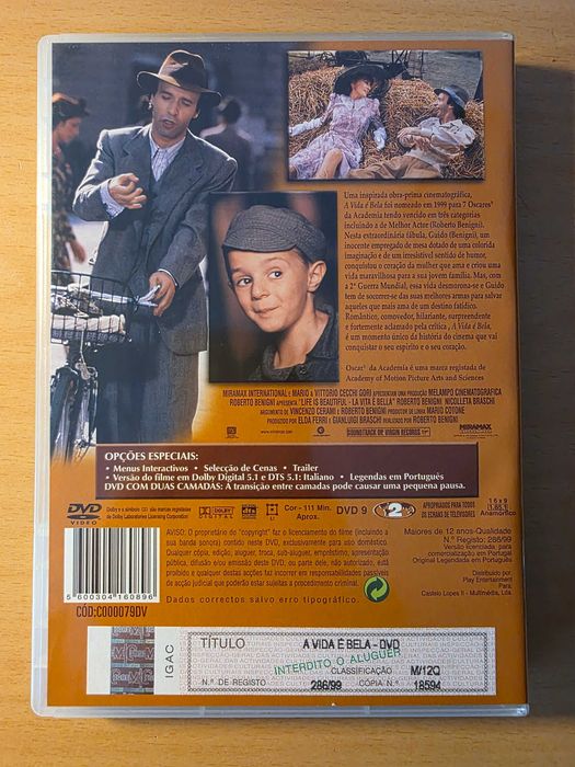 Filme em DVD "A Vida é Bela" de Roberto Benigni