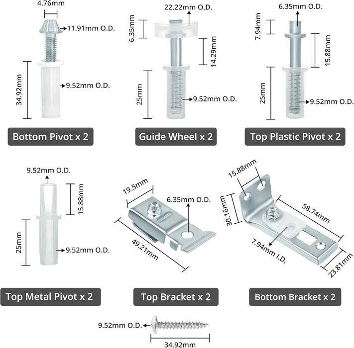 Zestaw Naprawczy Okuć do Drzwi Składanych [2 szt.]