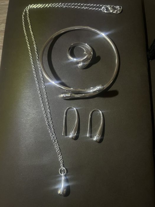 Набір срібло 925s сережки ланцюжок браслет серьги серебро кольцо