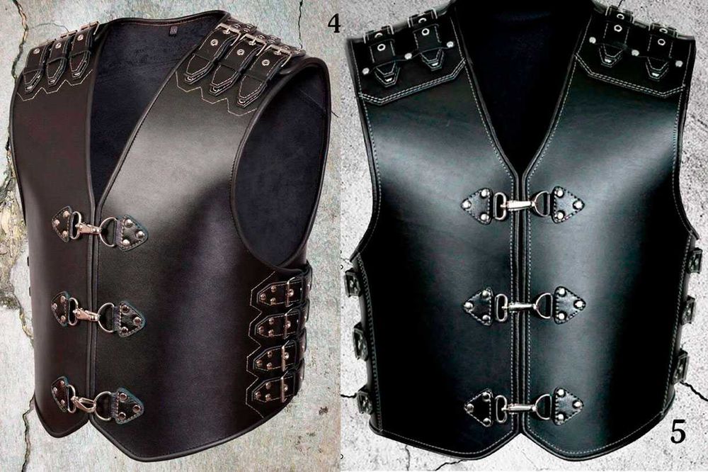 Байкерський шкіряний жилет, теляча шкіра.