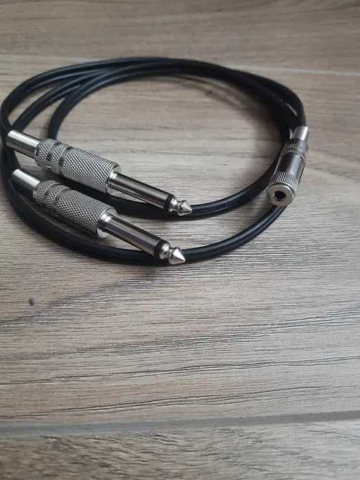 Аудио кабель 2 x jack 6,3 моно - гнездо 3,5 стерео