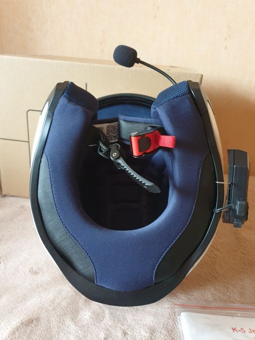 Kask motocyklowy agv K5 jet ML white pearl fiberglass interkom