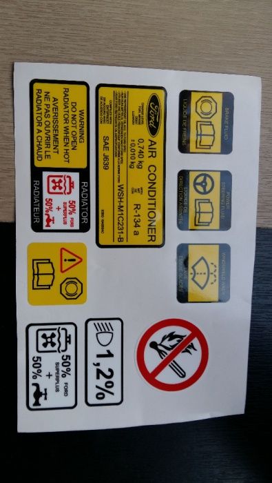 Naklejki serwisowe Ford Scorpio Cosworth BOA