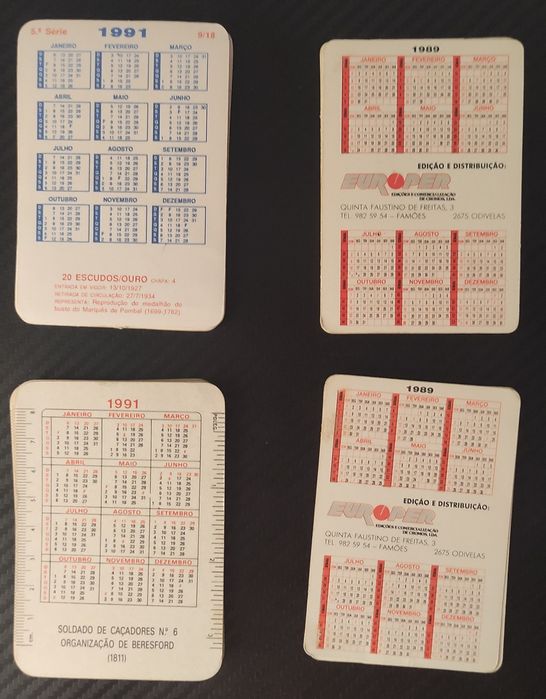 Lote de Calendários de Bolso Antigos: Colecionismo
