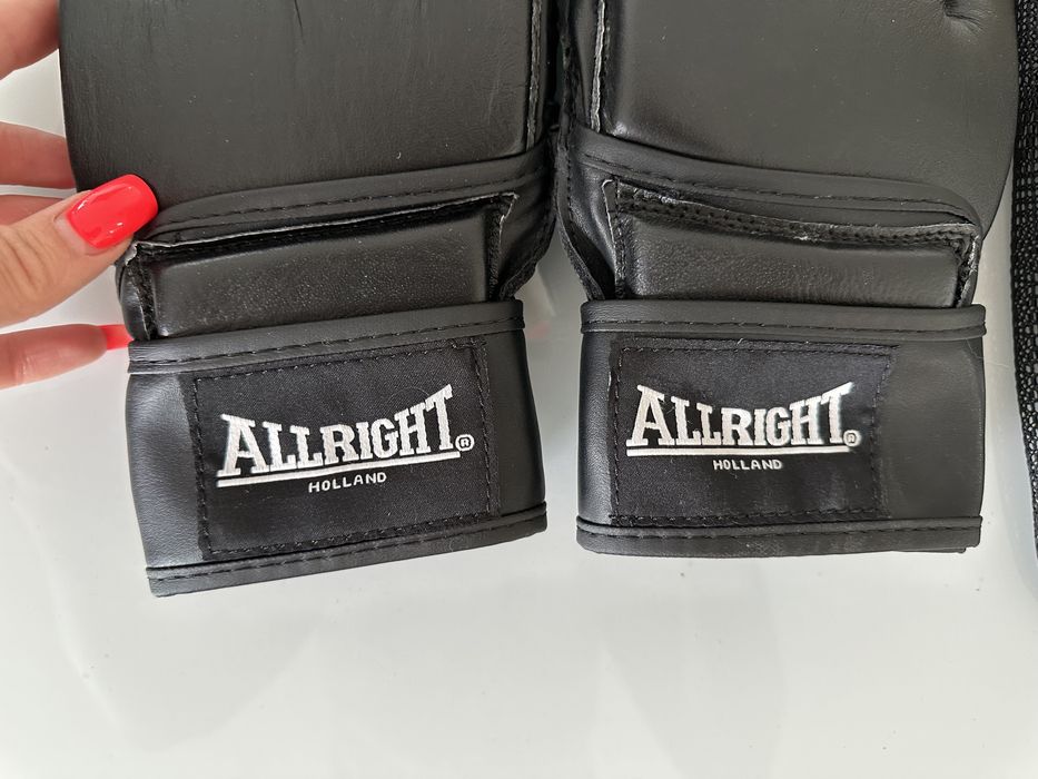 Allright Rękawice do MMA czarne skóra L