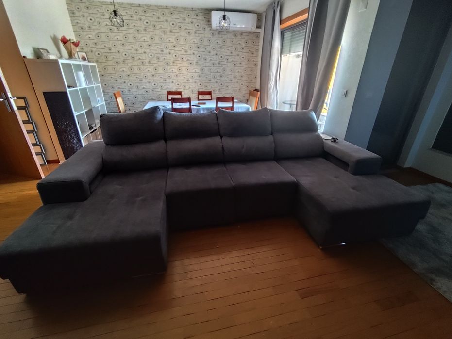 Sofá cama com chaise long