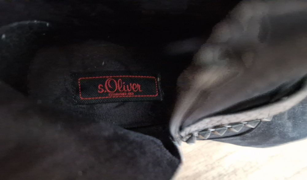 Botki skóra s.Oliver stan idealny zamsz 38 czarne