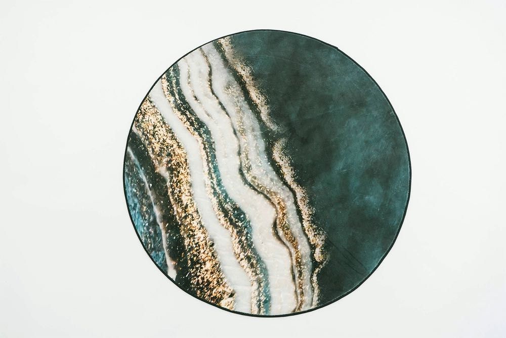 NOWY Dywan okrągły Villago Home NOVA marmurowy Złoty Brzeg 120x120 cm