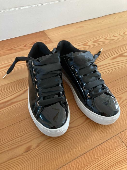 Ténis pretos verniz La Redoute senhora 38-39 - como novos