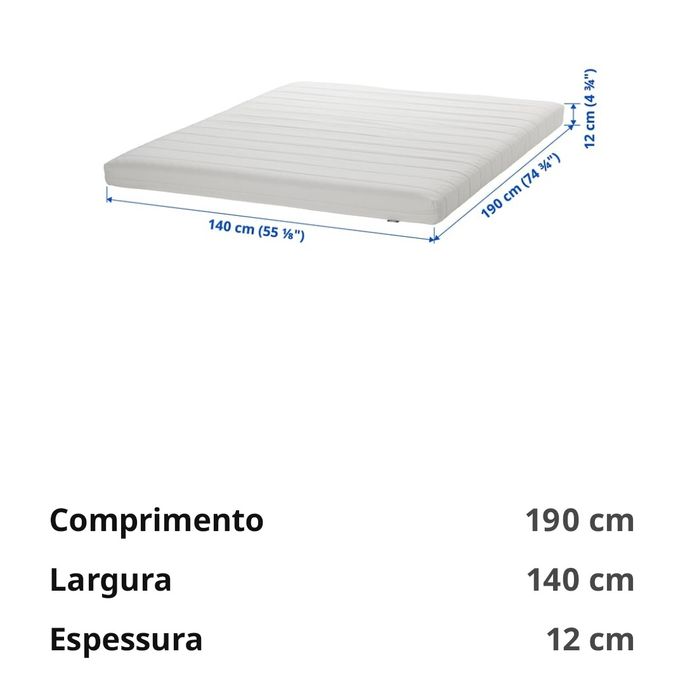Colchão 1.40m x 1.90m espuma firme
