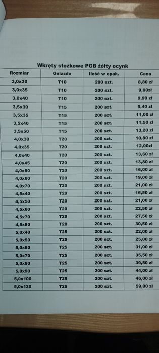 Wkręty do drewna 5x100 stożkowe 200 szt.