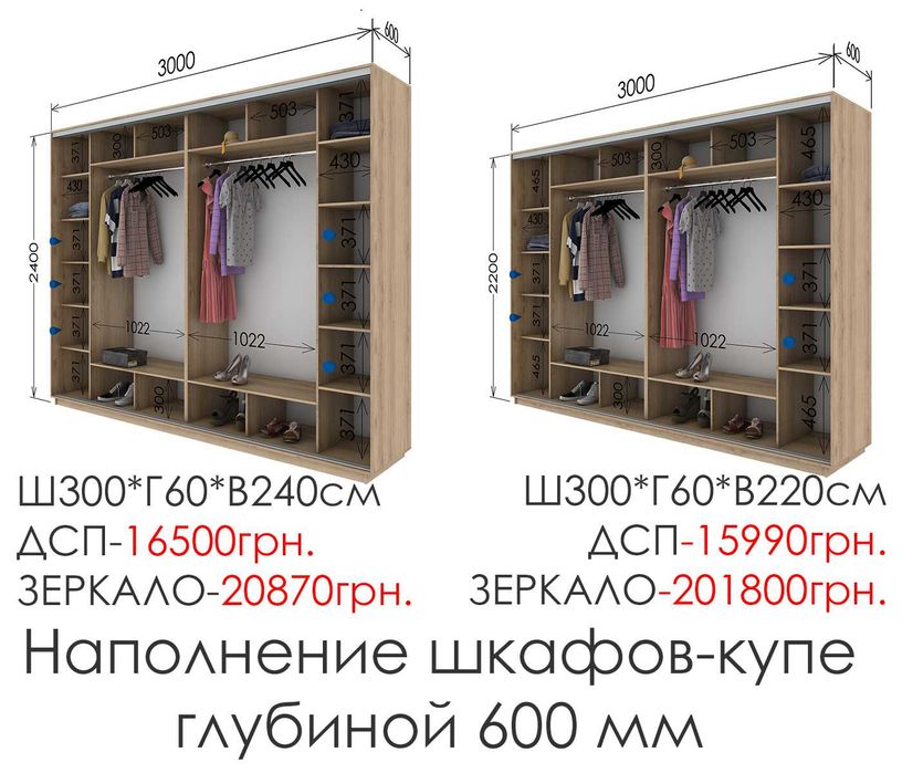 Шкаф купе в спальню шириной 3 метра
