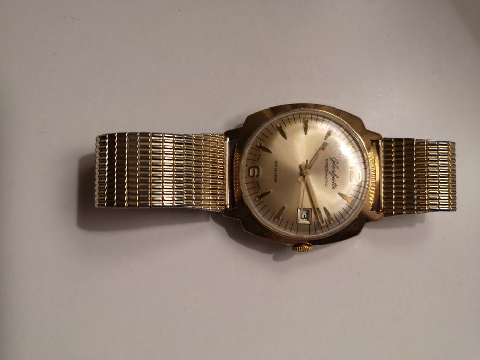 Zegarek kolekcjonerski męski,pozłacany - GLASHUTTE SPEZIMATIC 26 RUBIS