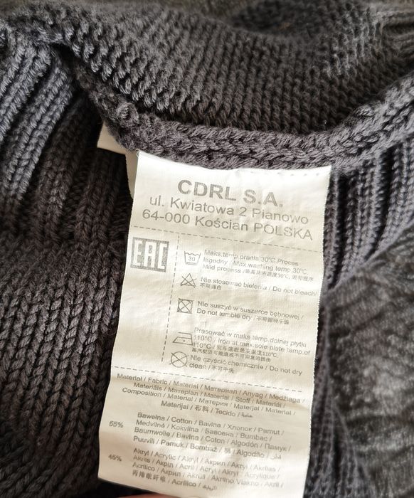 Zapinanany na guziki ciemnoszary sweter Coccodrillo r. 74