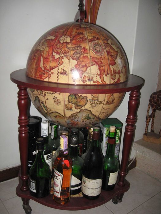 Bar-globo em madeira | Garrafeira móvel | Mapa de estilo antigo