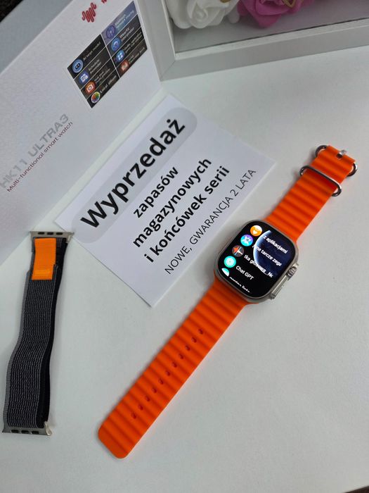 Smartwatch HK Ultra3 – nowość 2025, AMOLED 2,12”, 2 paski, nowy