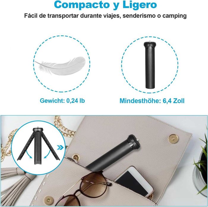 Tripé - Selfie-Stick - Para telemóvel ou Webcam - NOVO